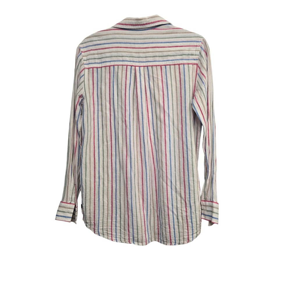 GAP Linen Rayon Striped Button Up Shirt Women's Small Coastal Preppy Cottage - Picture 6 of 7